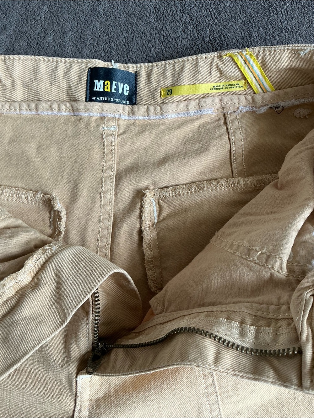 Maeve by Anthropologie Wide Leg Crop Seamed Pants Khaki Tan Size 29 - Picture 10 of 12